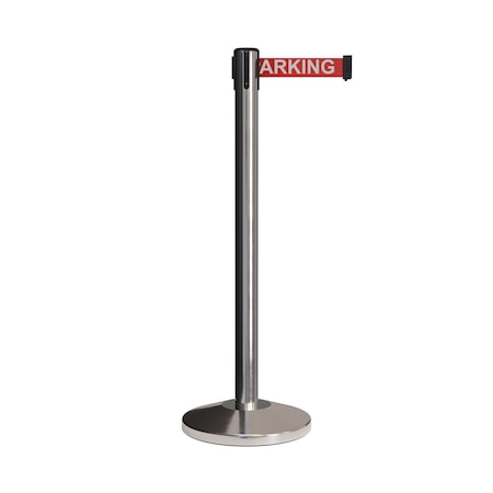 Montour Line Stanchion Belt Barrier Pol.Steel Post 9ft. NoPa.Belt ES400C-PS-NOPARRW-90